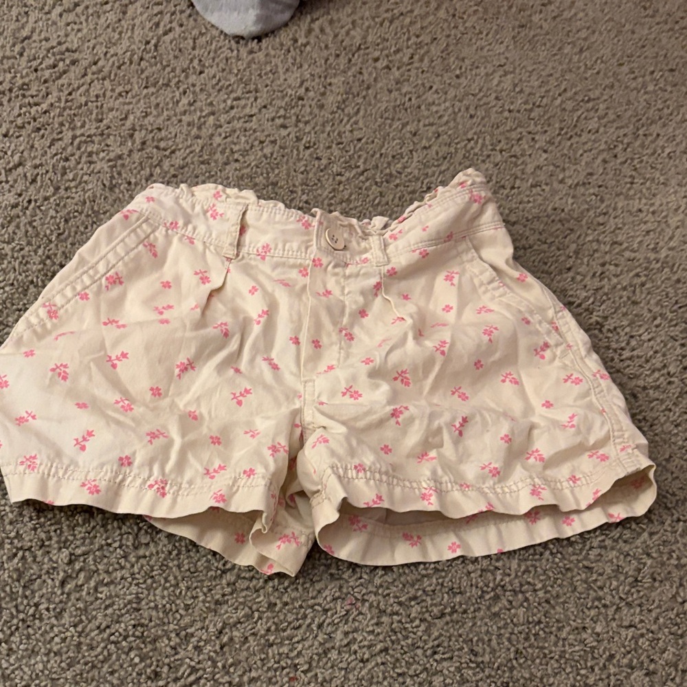GAP Kids Cream Shorts with Pink Floral Design